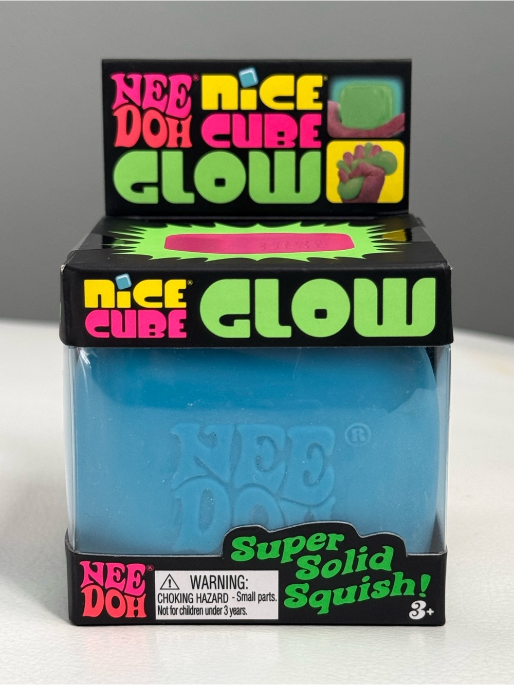 NeeDoh Nice Cube Glow in the Dark Blue Squishy Squeeze New Toy SHIPS TODAY!